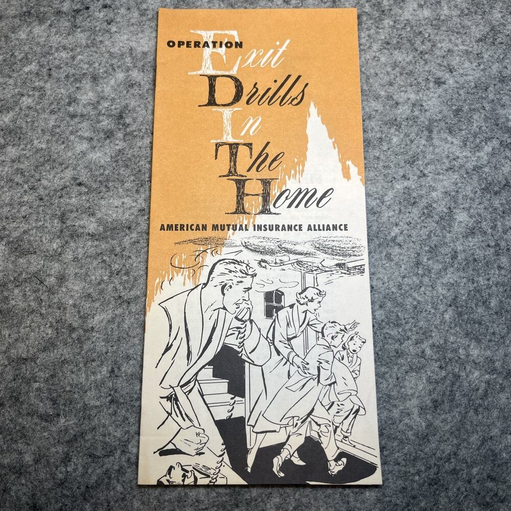 Vtg Operation Fire Safety Brochure Exit Drills In The Home Insurance Promo EDITH